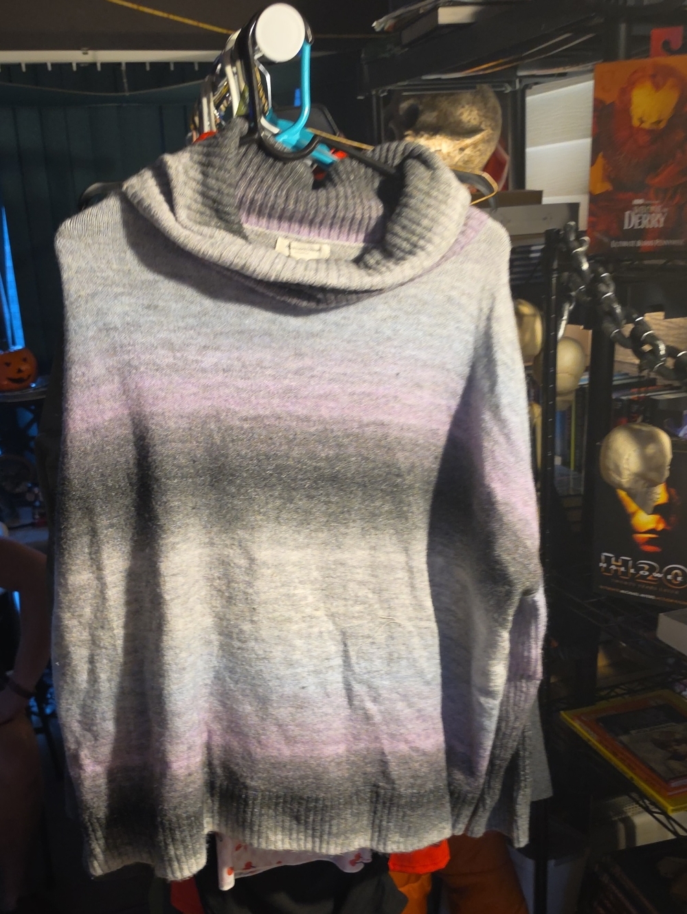 Beach Lunch Lounge Gray & Lavender Cowl Neck Sweater